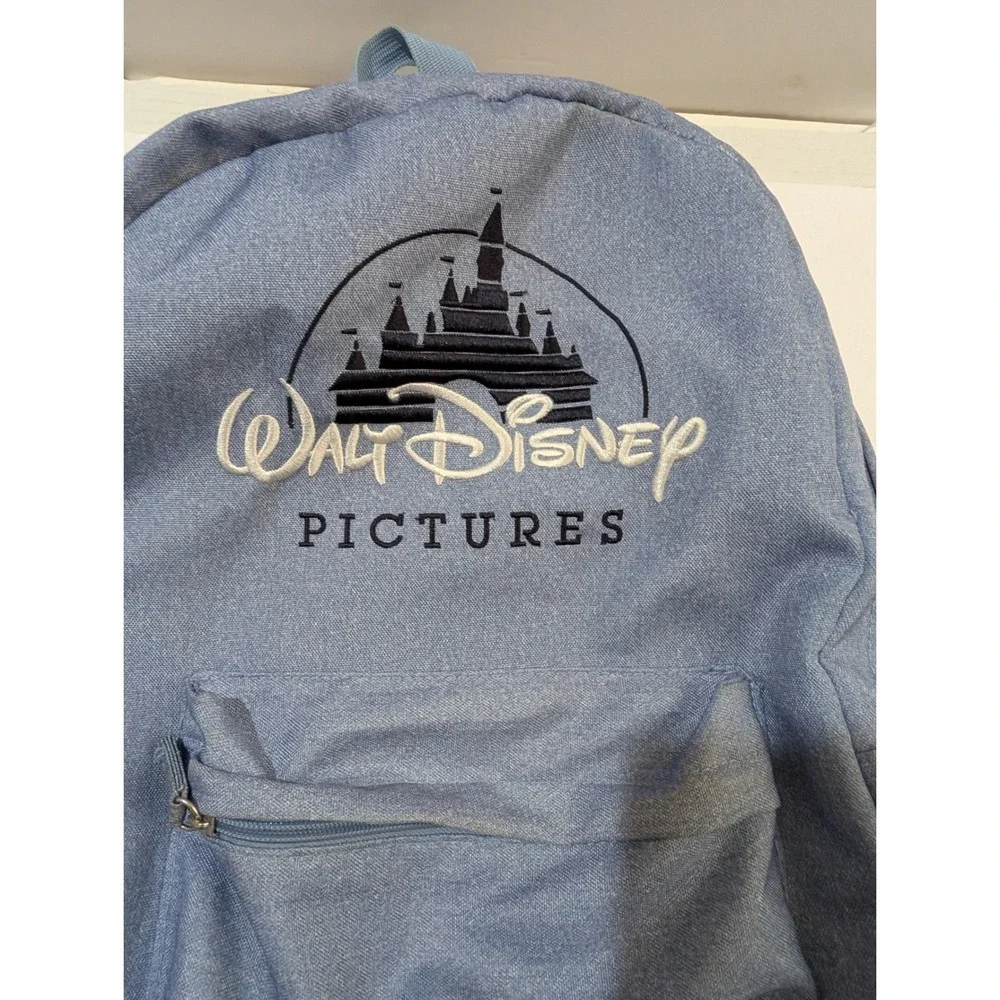 Walt Disney Pictures Blue Heathered Embroidered Logo Backpack School Travel Bag